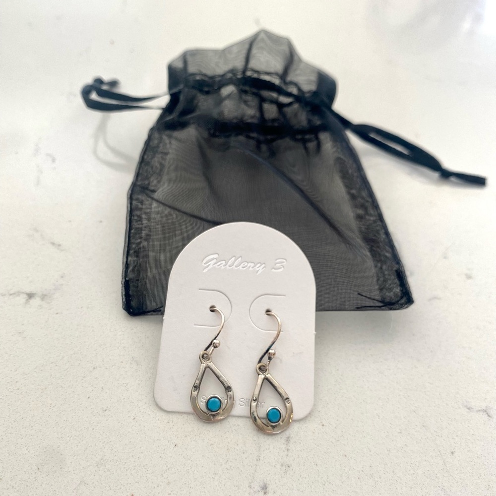Sterling silver dangle earrings with turquoise